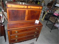Mahogany Secretary Desk with Antique Brass