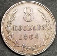 1864 Guernesey 8 Doubles