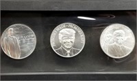 3 Donald Trump 1oz .999 Silver Rounds in Holder