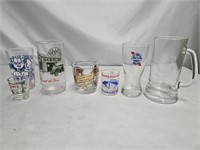 VERY NICE MISC GLASS LOT 4 GLASSES AND TWO SHOT