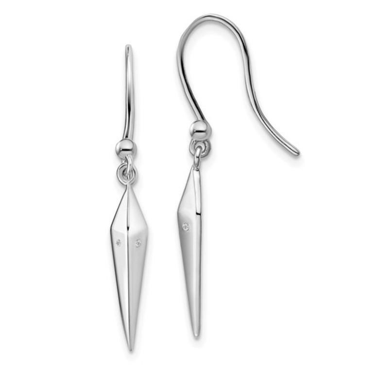 Sterling Silver  Diamond  Dangle Earrings