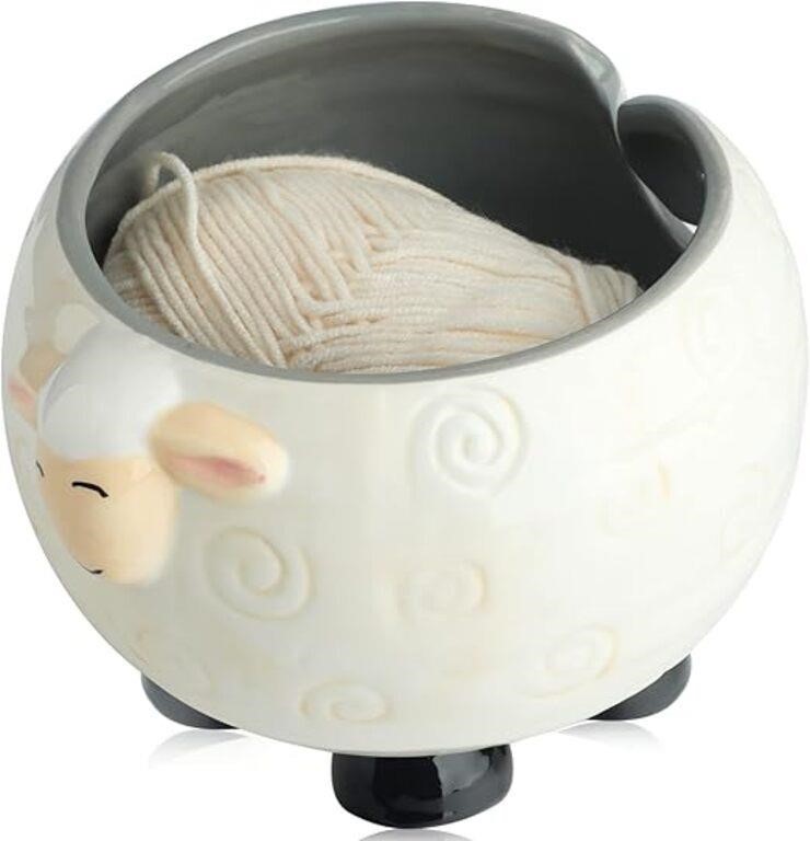 Yarn Bowl for Crochet, Ceramic Sheep Yarn Bowl
