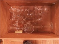 Box including crystal etched stemware
