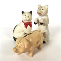 (3) Iron Animal Banks, Cat, Bear and Pig