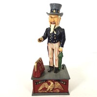 Cast Iron Book of Knowledge Uncle Sam Bank