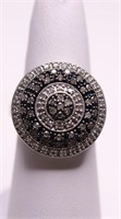 Sterling silver diamond & gemstone ring