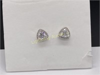 STERLING SILVER TRILLION CUT CZ EARRINGS