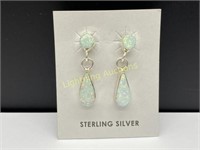 NAVAJO STERLING SILVER OPAL DANGLE EARRINGS