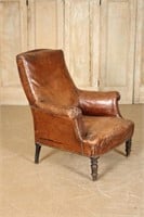 French Napoleon III Style Leather Chair