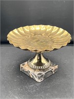 Stone base pedestal compote candy dish