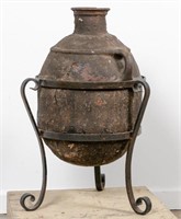 Bronze Age Pottery Vessel on Iron Stand