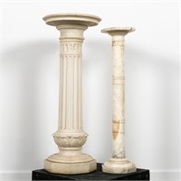 Two Italian White Column Pedestals