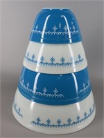 Set of (4) PYREX Snowflake Blue Nesting Bowls