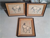3 Asian Horse Prints