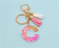 harmtty Key Chain Translucent Alphabet Pendant