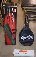 Napa File Holder, Two Tennis Rackets, and "Maxfli"