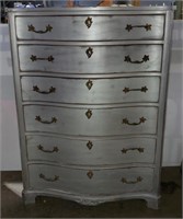 (E) Hartman's 6 Drawer Silver Painted Dresser