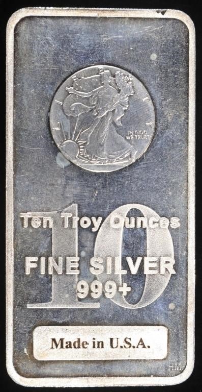 (1) 10 OZ .999 SILVER WALKING LIBERTY BAR