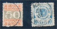 DANISH WEST INDIES #J4 & #J8 USED FINE