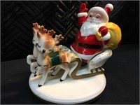 Ceramic Santa with Reindeer Figurine
