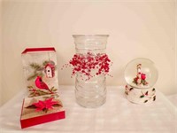 Christmas Musical Globe, Clear Vase, Christmas Box