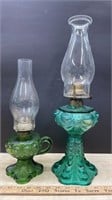 Antique Footed Finger Oil Lamp & Reproduction