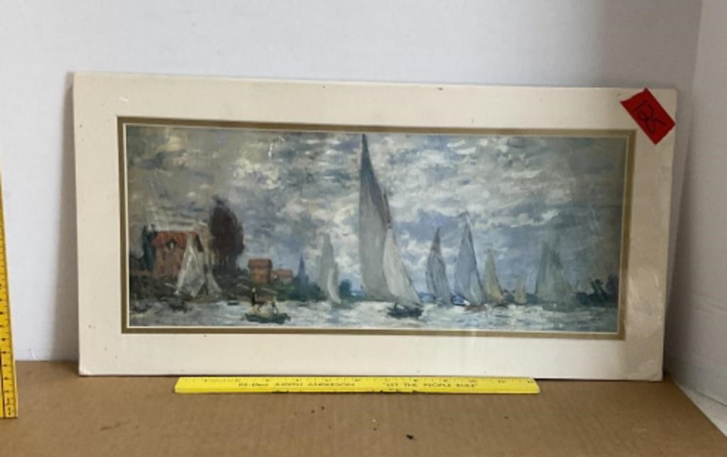 Monet Regatta At Argenteuil Matted Print In