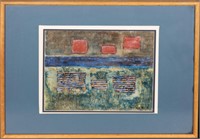 Mid-Century Abstract Oil Illegibly Signed