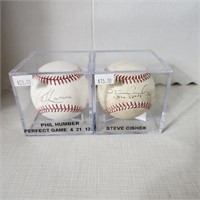 (2) Signed Baseballs with Case - Phil Humber,