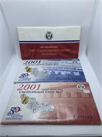 (2) 2001 UNCIRCULATED MINT COIN SET, 1987