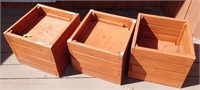 Three Wooden Deck Boxes For Planters