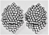 Rhinestone Filled Tremolo CLip On Earrings