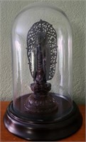 L - CARVED THAI GODDESS IN GLASS DOME (B4)