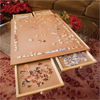 Wooden Puzzle Plateau - 4 Drawers