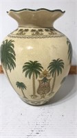 Ceramic vase with palm trees