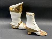 2 Limoges porcelain boots 2"-2.5"h