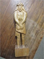 Signed Wood Carved Figure