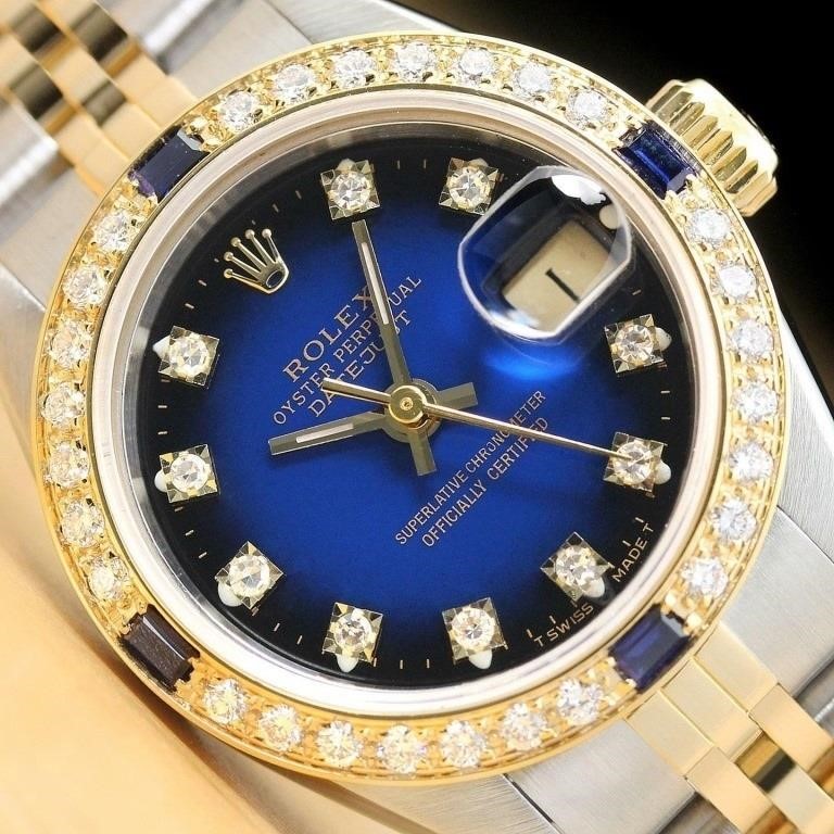 Rolex Ladies Datejust Sapphire Diamond Watch