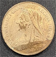 1896 - Victoria 1f coin