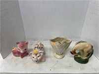 Vintage pottery items  , coin bank