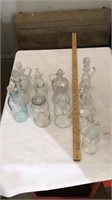 Decorative glass pitchers, glass jars