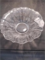 Etched Clear Glass Fruit Bowl