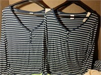 LG-WOMEN'S 2 PC STRIPED HENLY NAVY