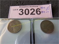 1919 D VF and 1919 VF Wheat pennies