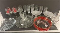 Pair compotes & various glassware