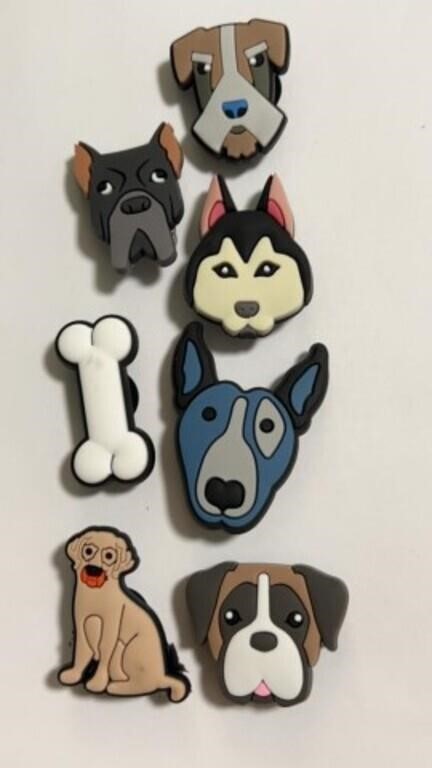 7 dog shoe charms, new