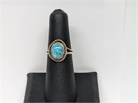 .925 Sterling Silver Round Turquoise Ring