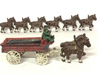 Cast Iron Budweiser Wagon w/Clydesdale Horses