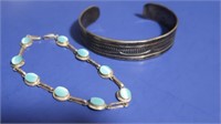 2 Sterling Silver Braclets w/Stones