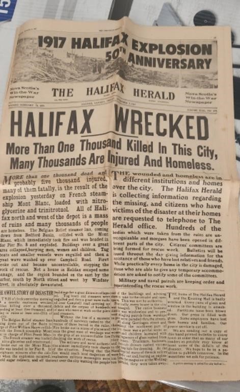 Halifax Fire Explosion 1917 Newspaper